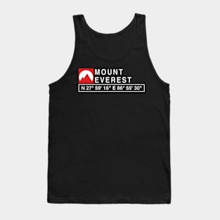 Mount Everest Mountain With Gps Coordinates Tank Top